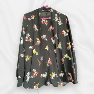 Ann Taylor Petite Tie Neck Floral Top Blouse